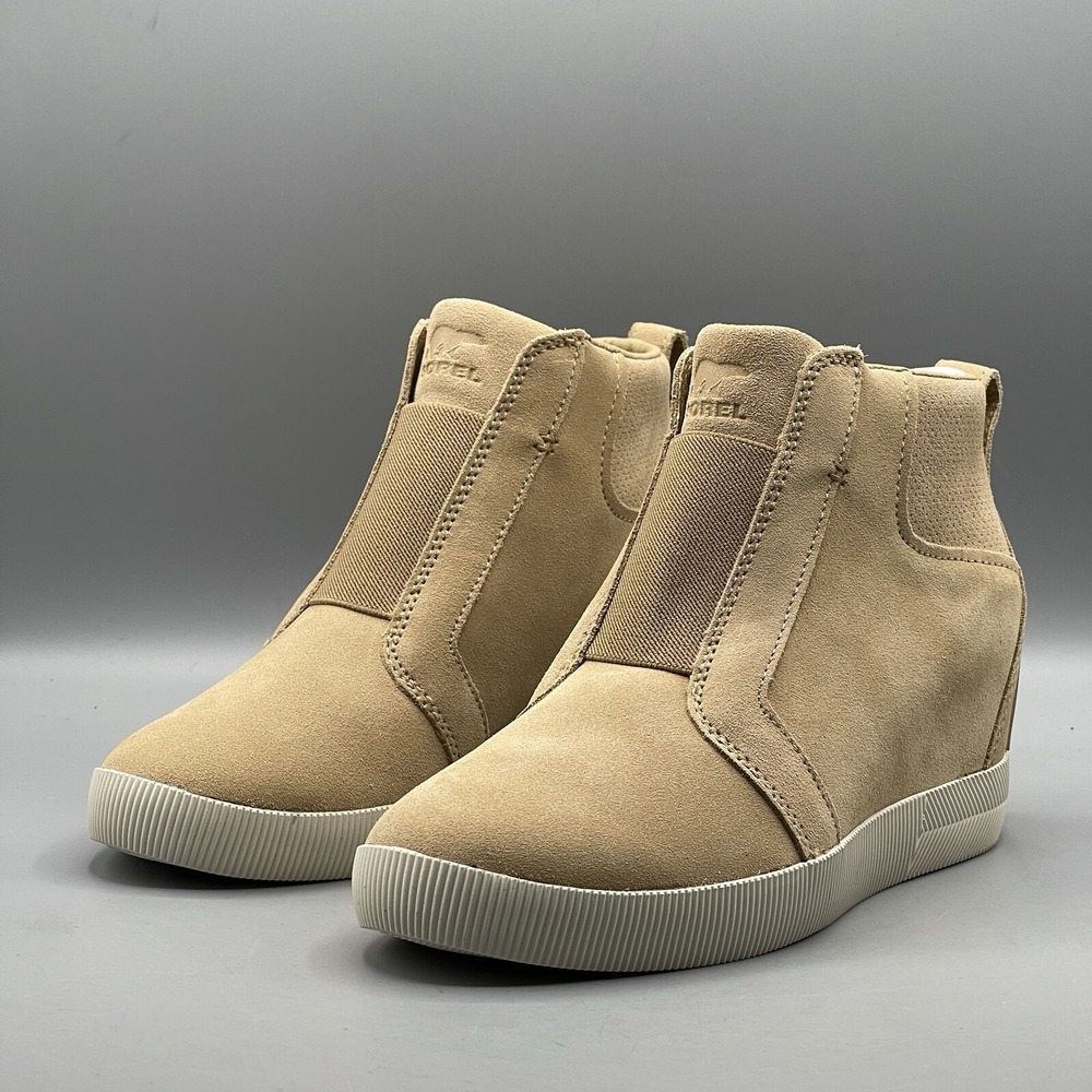Sorel Women's 8.5‎ Boots Hidden Wedge Suede Tan Brown Waterproof Out N About